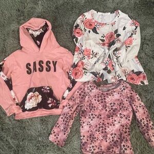 Pink Floral and Leopard Kids Tops Set